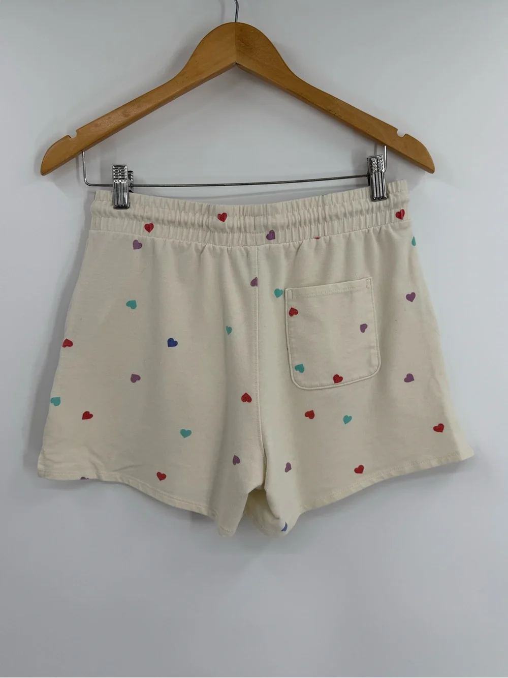 Wildfox Heart Print Sweat Shorts | Cream | Small